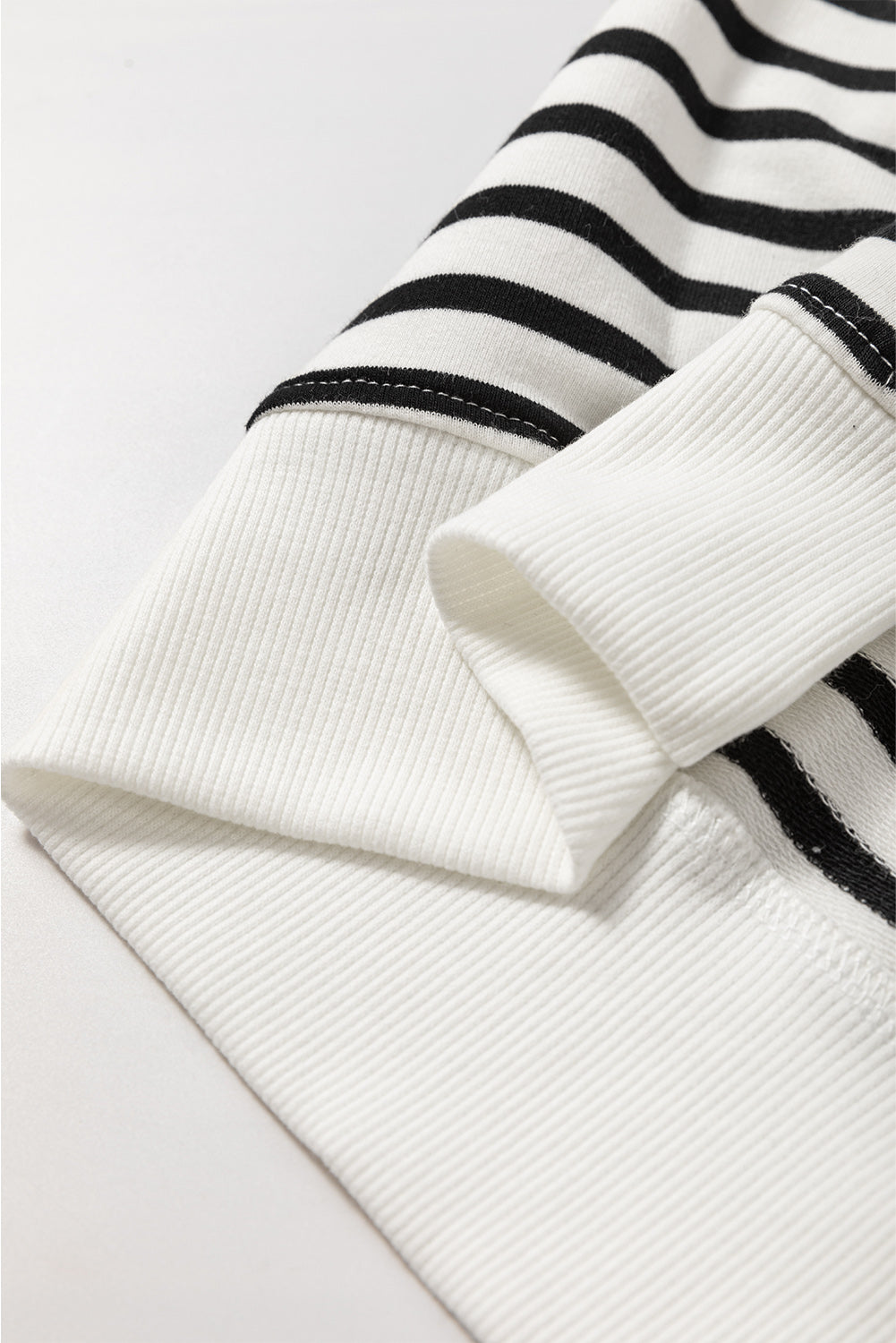 Black Stripe Raglan Sleeve Side Slits Loose Sweatshirt Love Salve