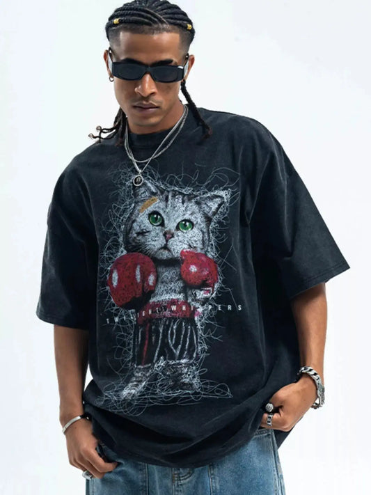 Men's Cat Graphic Vintage Wash T-Shirt Simply Love