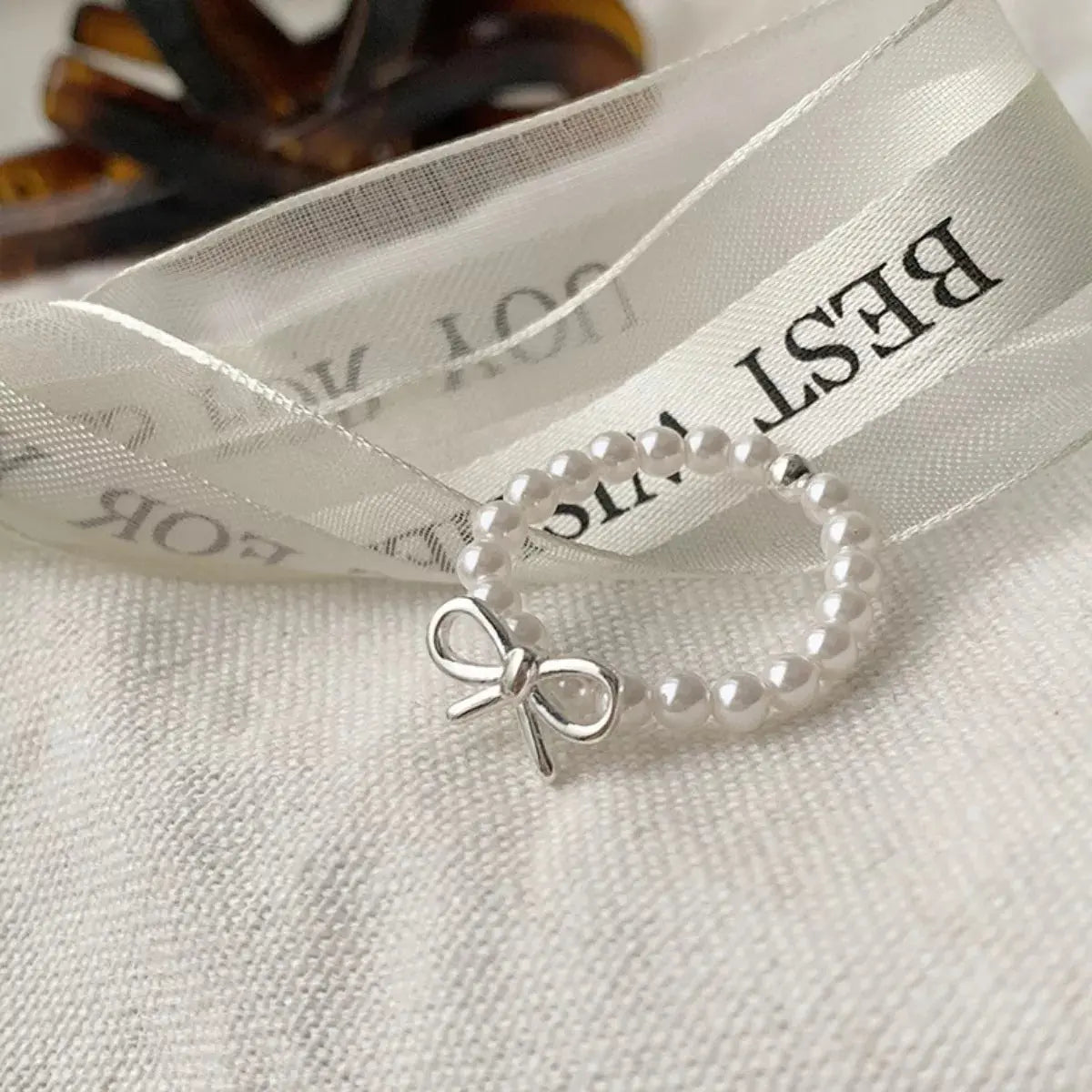 Bow Pearl Beaded Ring Simply Love