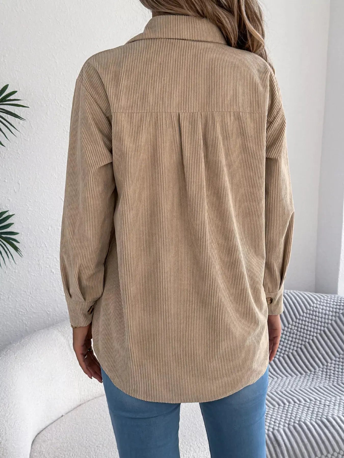 Casual Corduroy Button-Up Shacket Simply Love