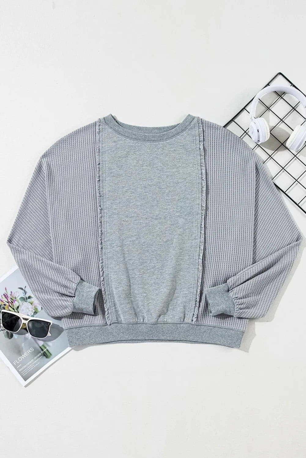 Waffle-knit long sleeve top with style