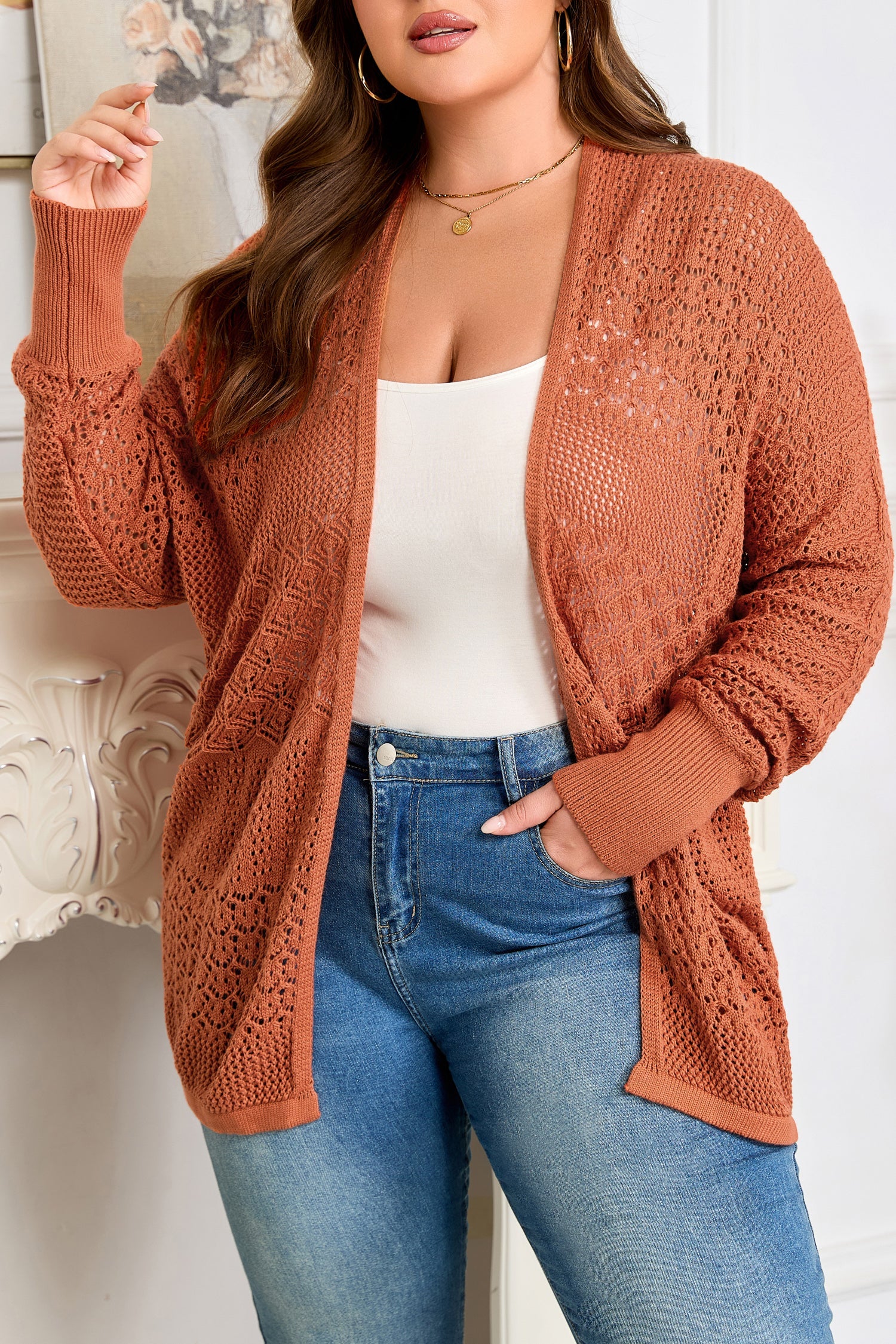 Dear-Lover Redwood Cardigan Women's Casual Open Front Knit Plus Size Fall Layering Dear-Lover Dropshipping