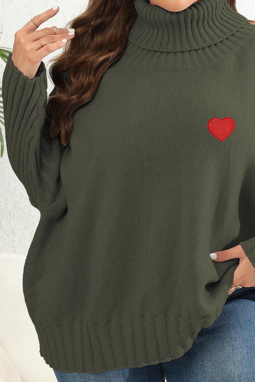 Plus Size Turtle Neck Long Sleeve Sweater.