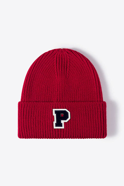 Letter Patch Cuffed Knit Beanie.