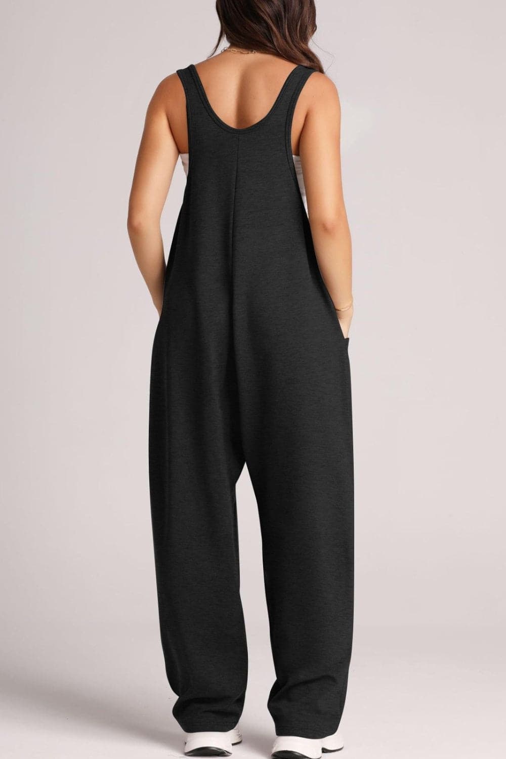 Wide Strap Jumpsuit with Pockets.