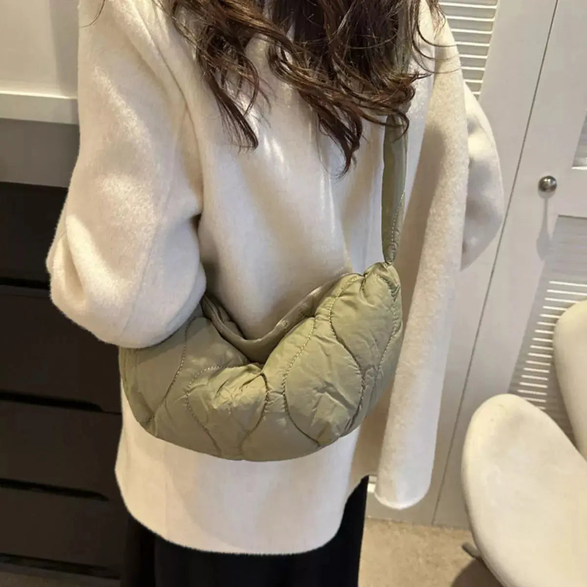 Solid Color Quilted Crossbody Bag Simply Love