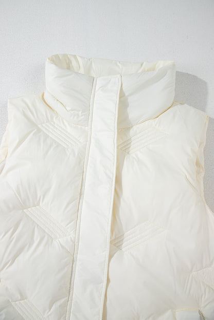 Chic white quilted vest with zip