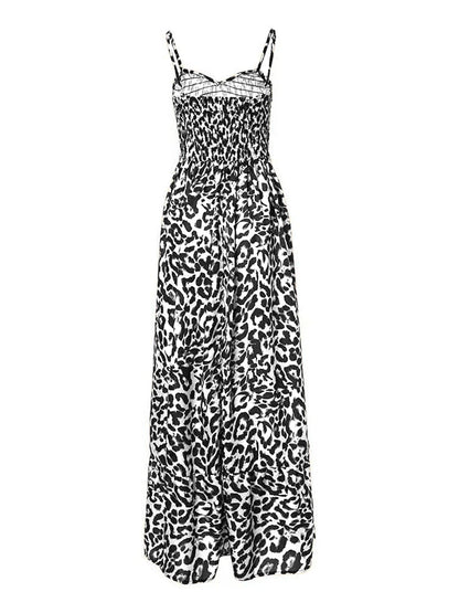 Leopard-print cami dress with sweetheart neckline