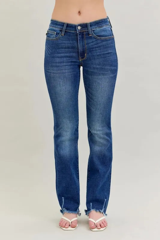 Judy Blue Plus Size Mid Rise Non Distressed Hem Bootcut Jeans - Love Salve 
