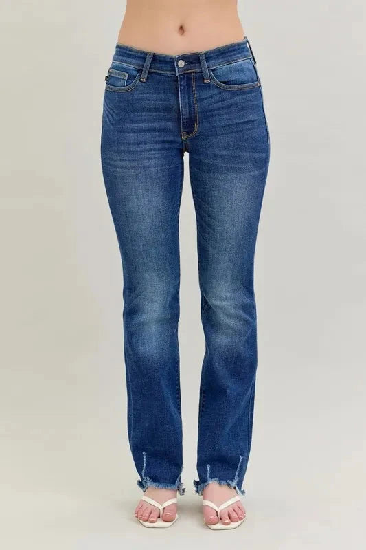 Judy Blue Full Size Mid-rise Non-distressed Hem Bootcut Jeans Plus Size Coco’s Tee Boutique