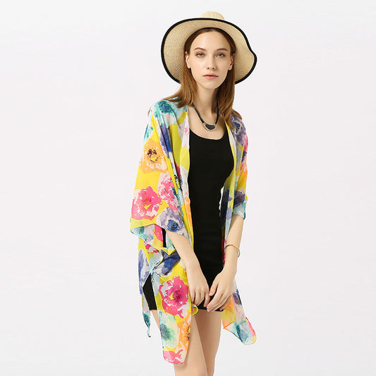 Beach Seaside Floral Overclothes Blouse Small Coat Bikini Jacket Long Women Direct Bella Mia