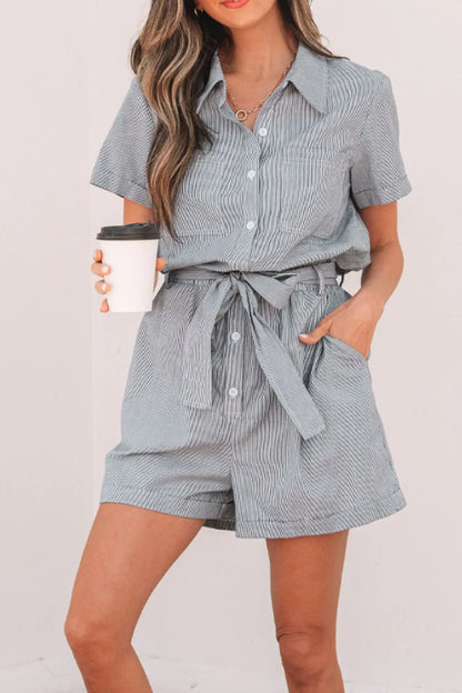 Simply Love: Stripe Romper - Tie Waist