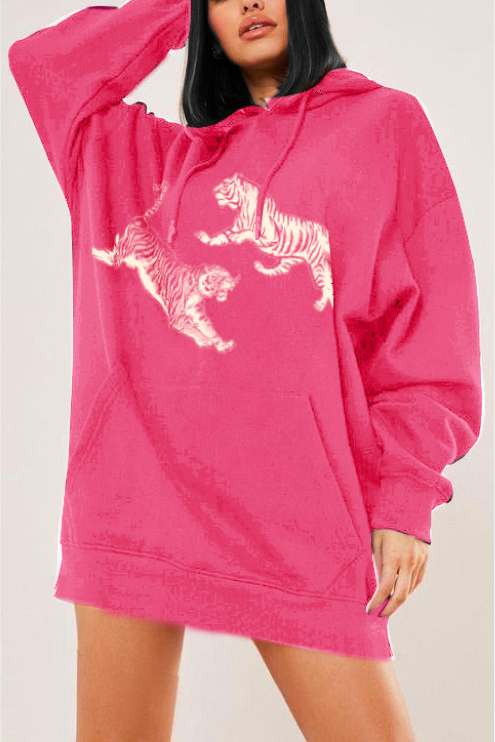Simply Love Tiger Hoodie: Dropped Shoulder