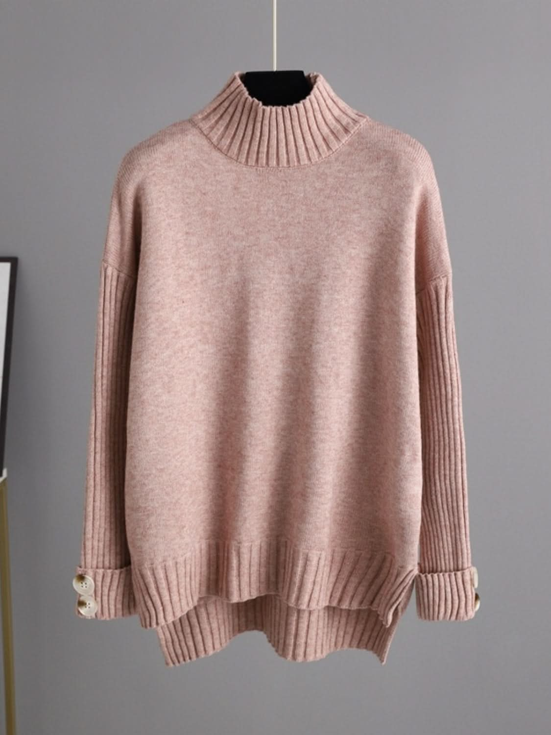 Chic Basic High-Low Turtleneck Sweater Set with Pants