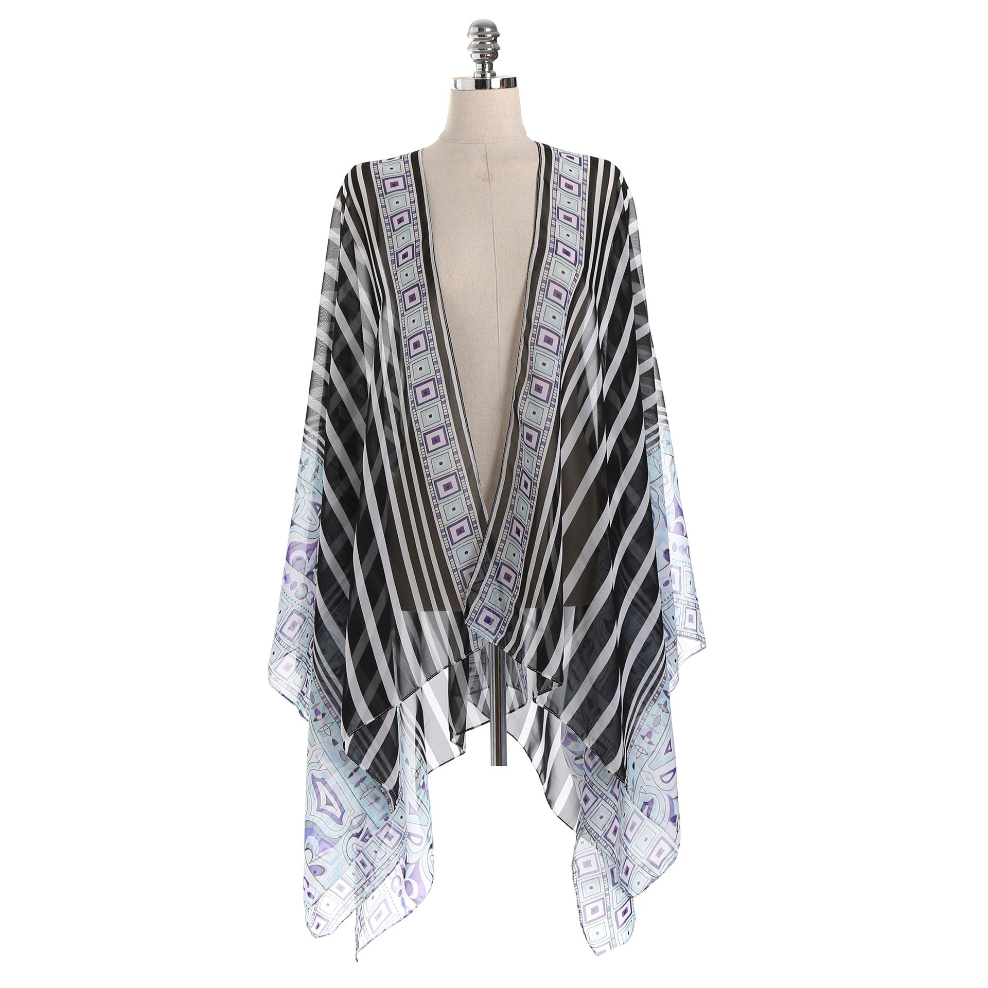 Beach Cover Up Chiffon Striped Positioning Beach Sun Protection Cardigan Vacation Clothes Bella Mia