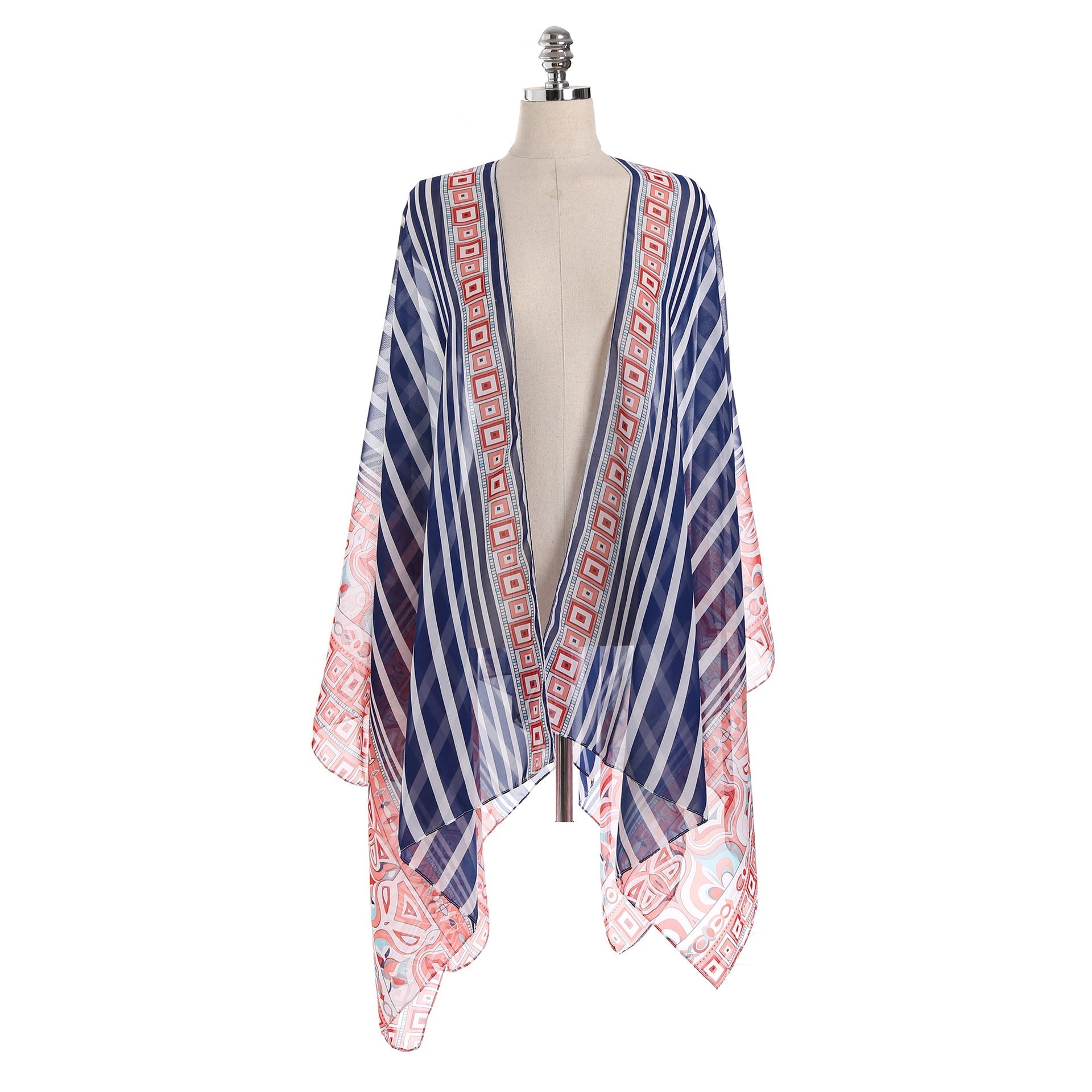Beach Cover Up Chiffon Striped Positioning Beach Sun Protection Cardigan Vacation Clothes Bella Mia