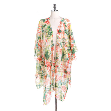 Summer Printed Floral Sun Protection Shirt Beach Dress Beach Cover Up