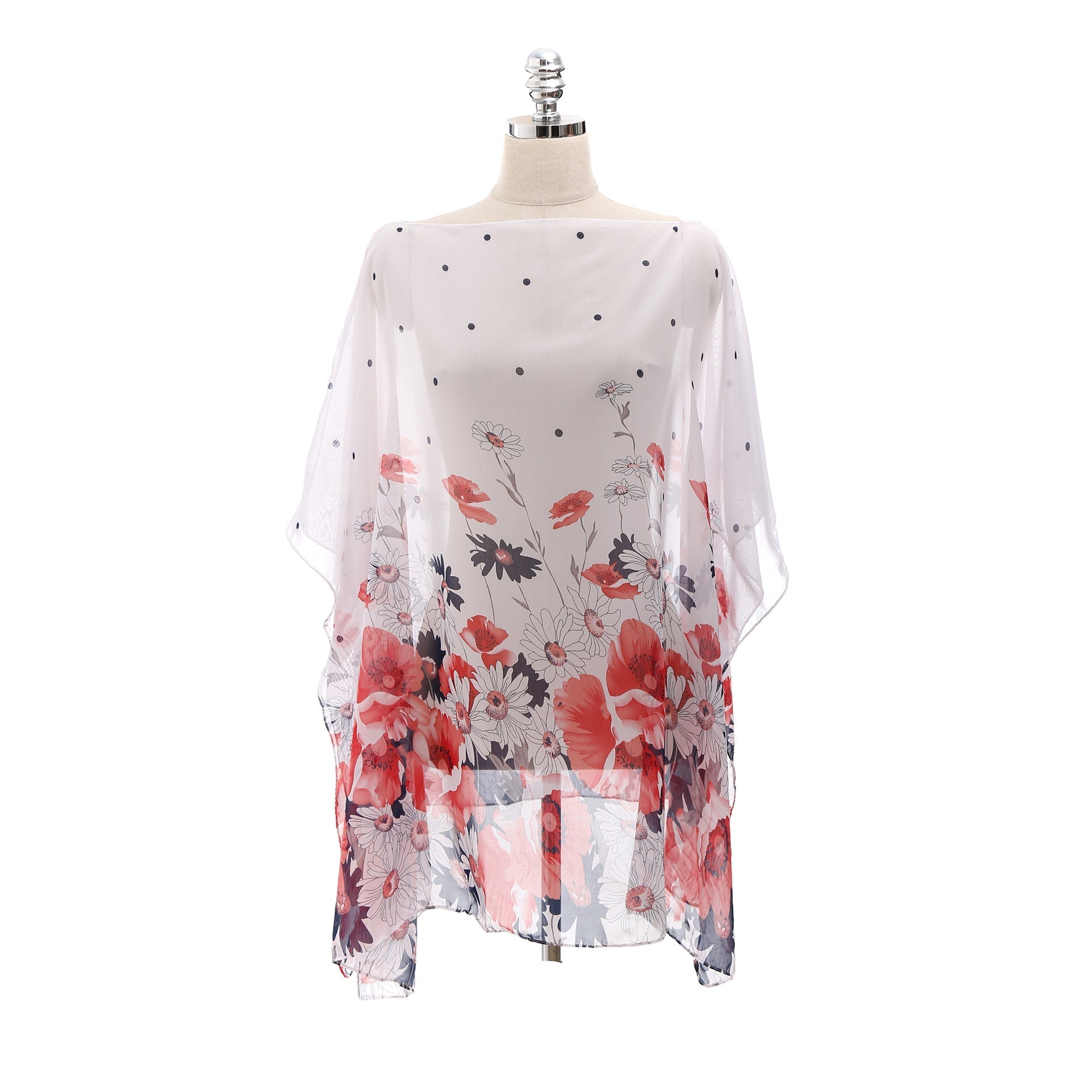 Chiffon Shirt Thin Type Sunscreen All Match Loose Printed Floral Tassel Beachwear Beach Cover Up Pullover Bella Mia