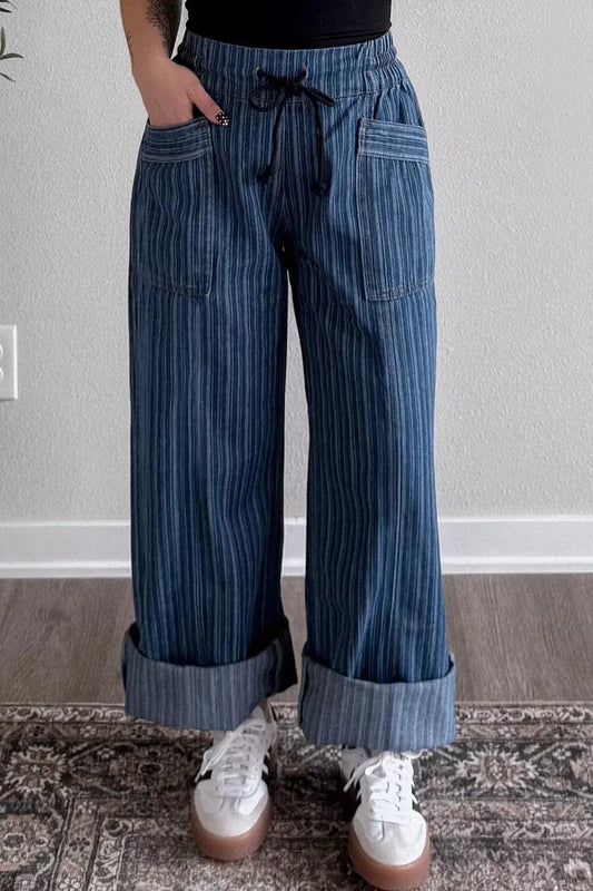 Striped Wide-Leg Jeans Simply Love