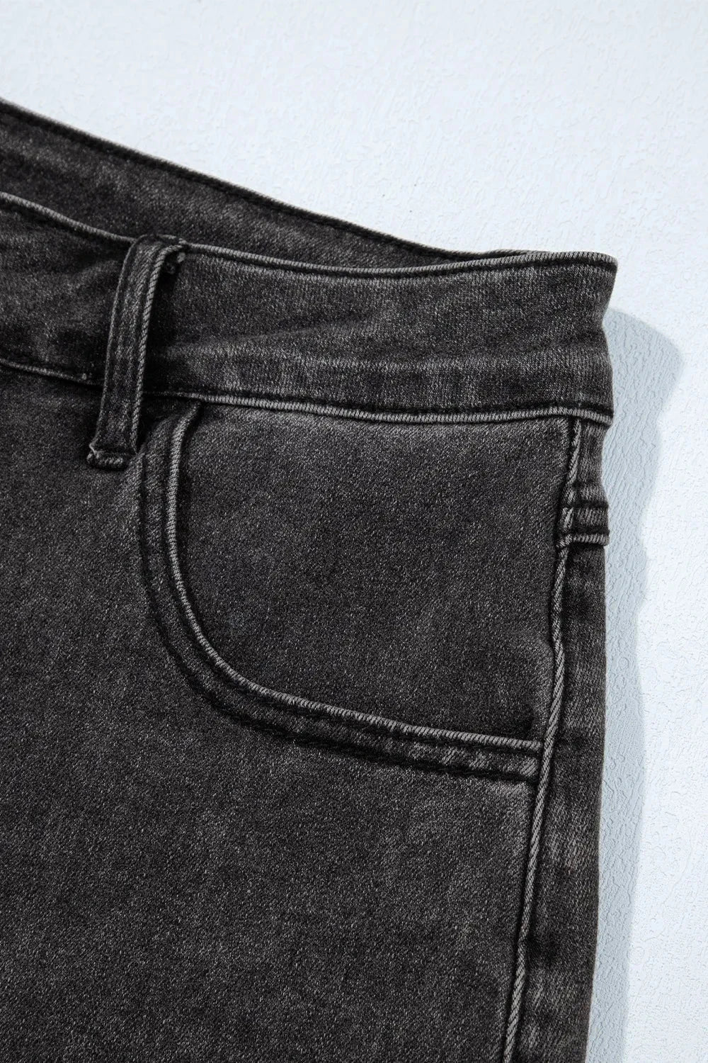 Simply Love: Raw Hem High-Waist Denim Shorts Simply Love