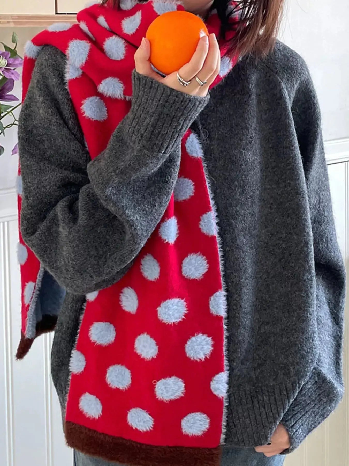 Fuzzy Polka Dot Scarf Simply Love