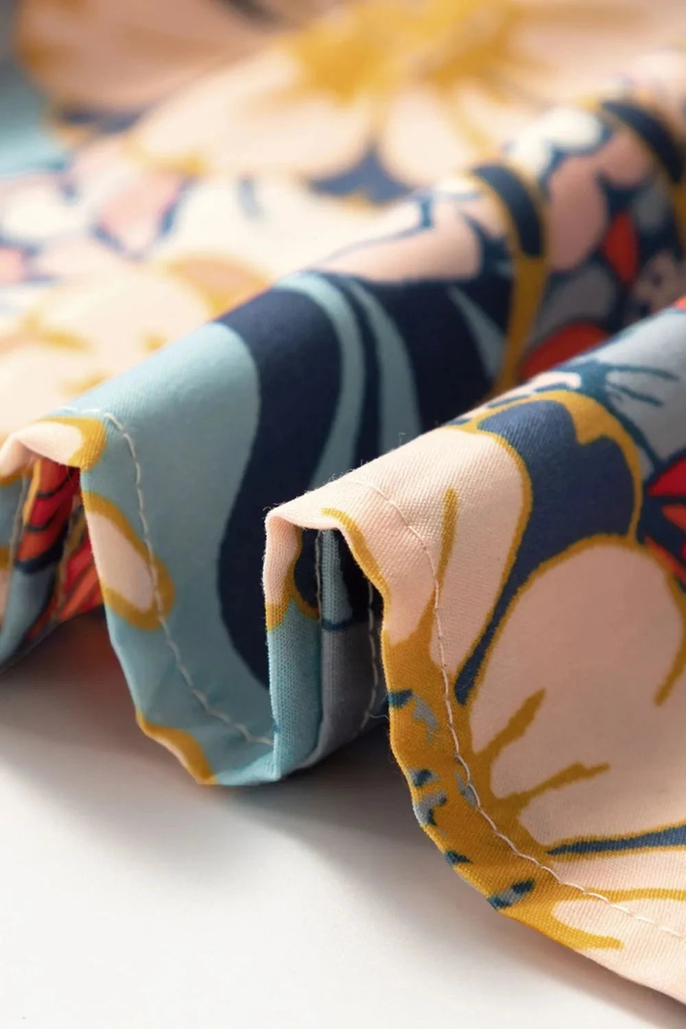 Printed Notched Flounce Sleeve Mini Dress Simply Love