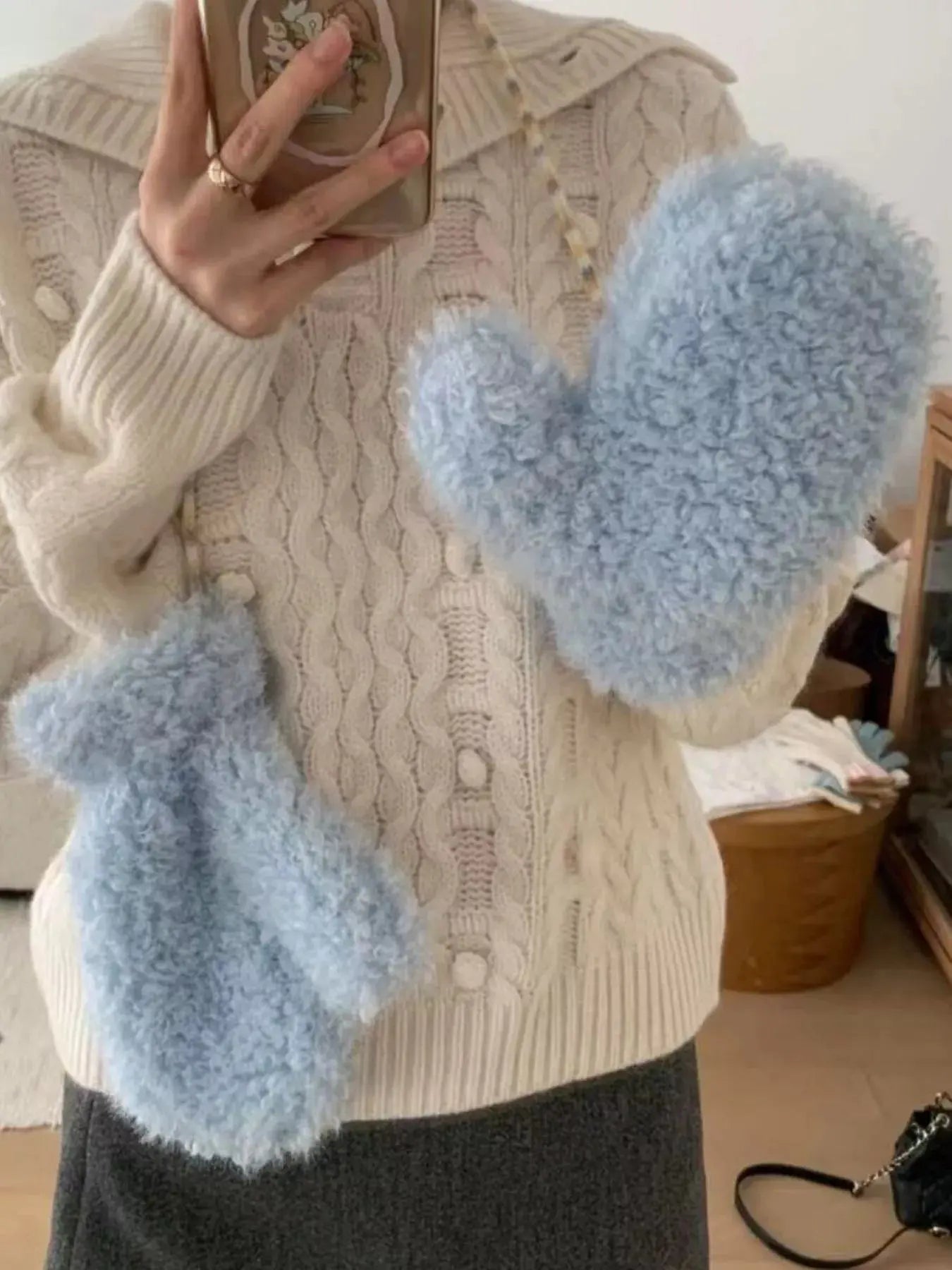 Fluffy Knit Mittens Gloves Simply Love
