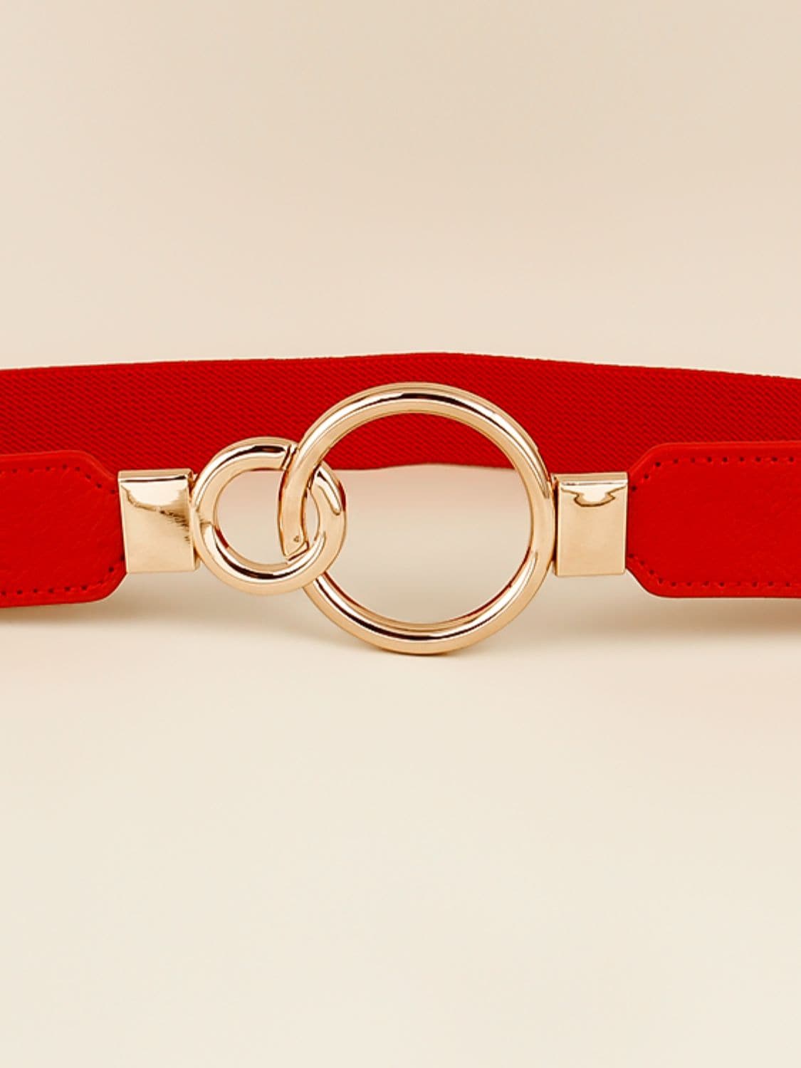 Double Ring Buckle Elastic PU Belt.