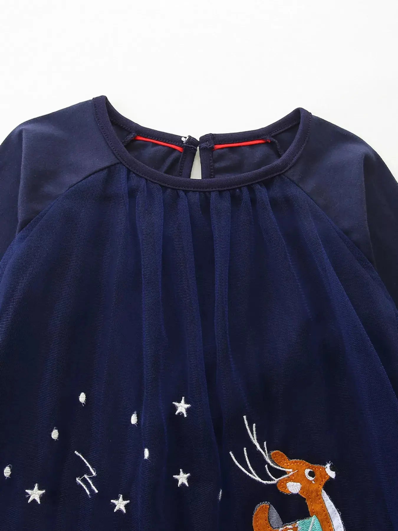 Children's Christmas Santa & Reindeer Embroidered Tulle Dress Simply Love