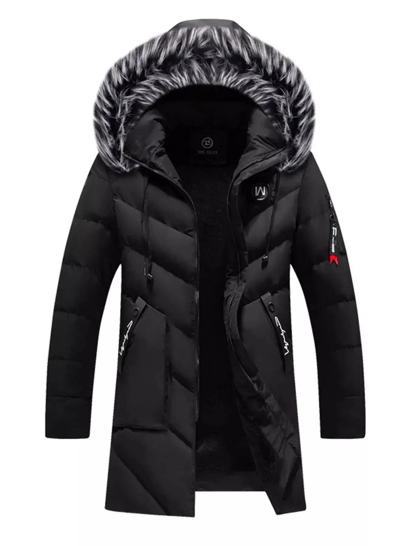 Men's Plus Size Longline Padded Winter Coat With Faux Fur Hood Simply Love