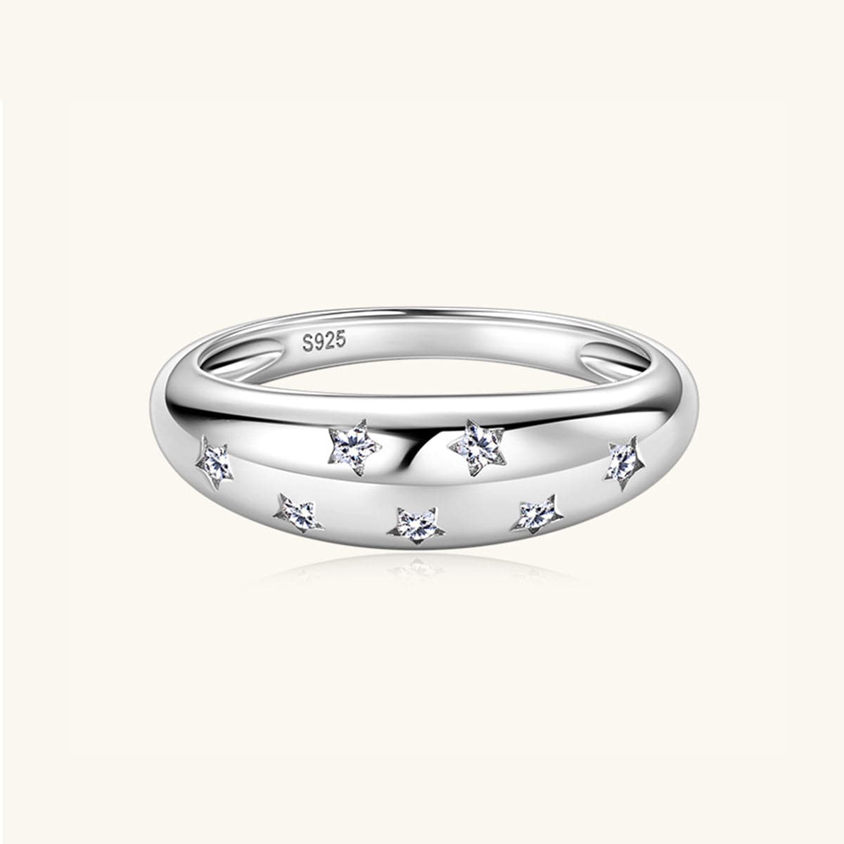 925 Sterling Silver Inlaid Moissanite Star Ring.