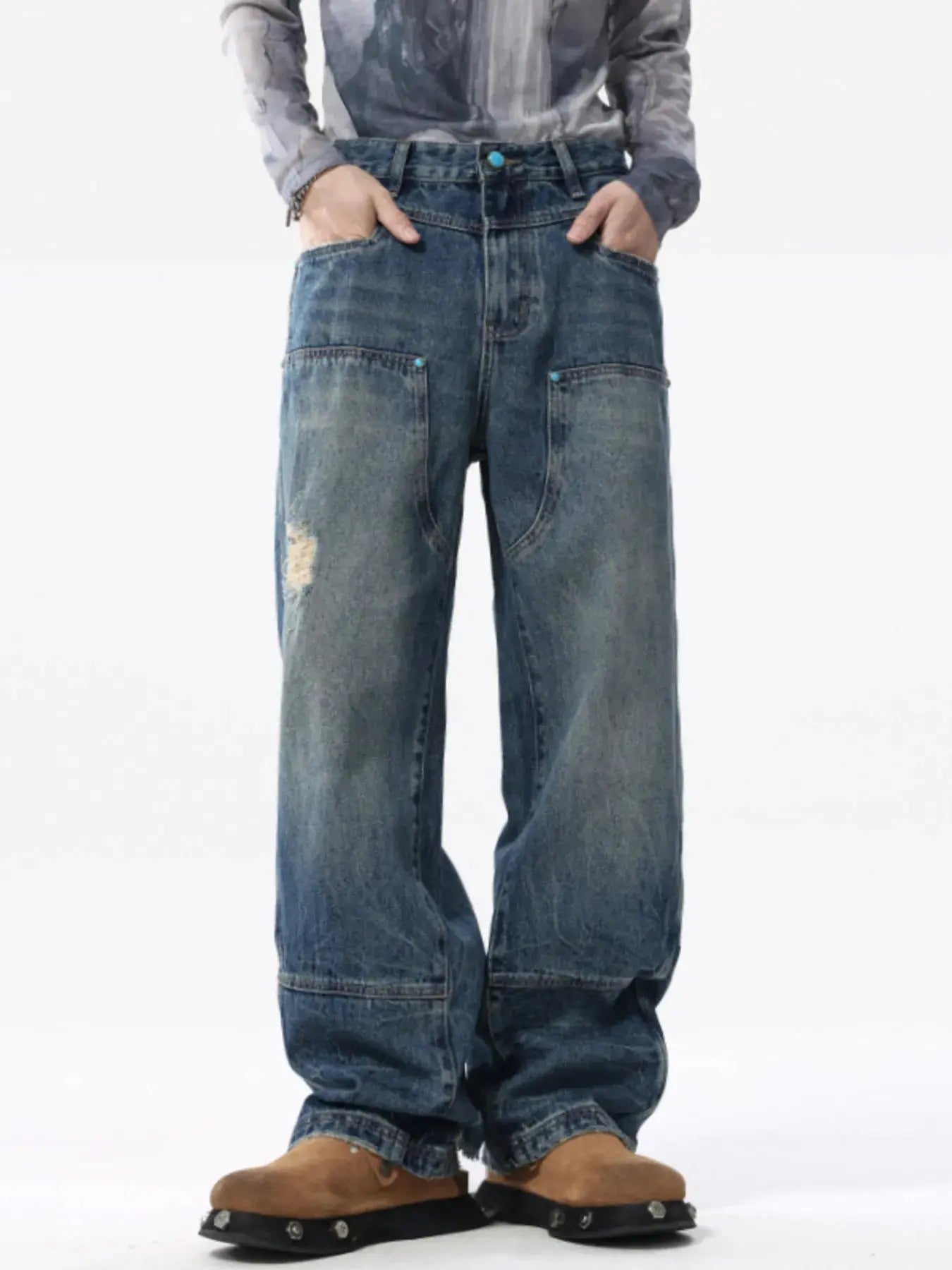 Men's Full Size Distressed Wide Leg Jeans Plus Size Simply Love