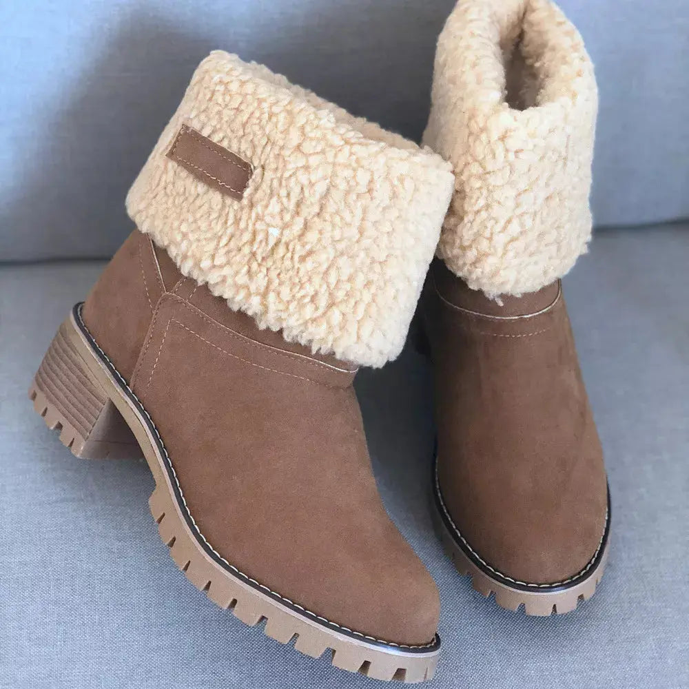Round Toe Block Heels Boots Simply Love