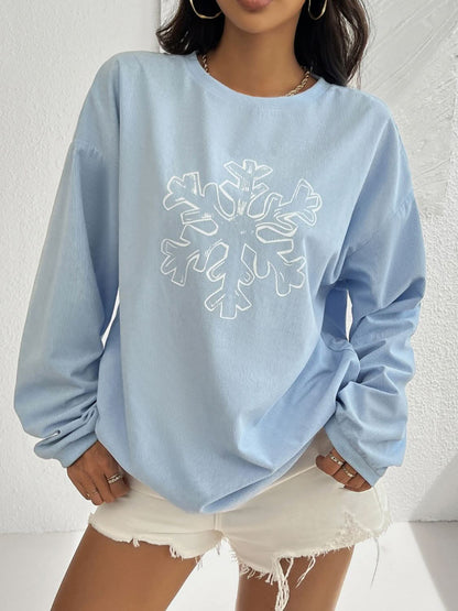 Elegant snowflake design long sleeve sweatshirt