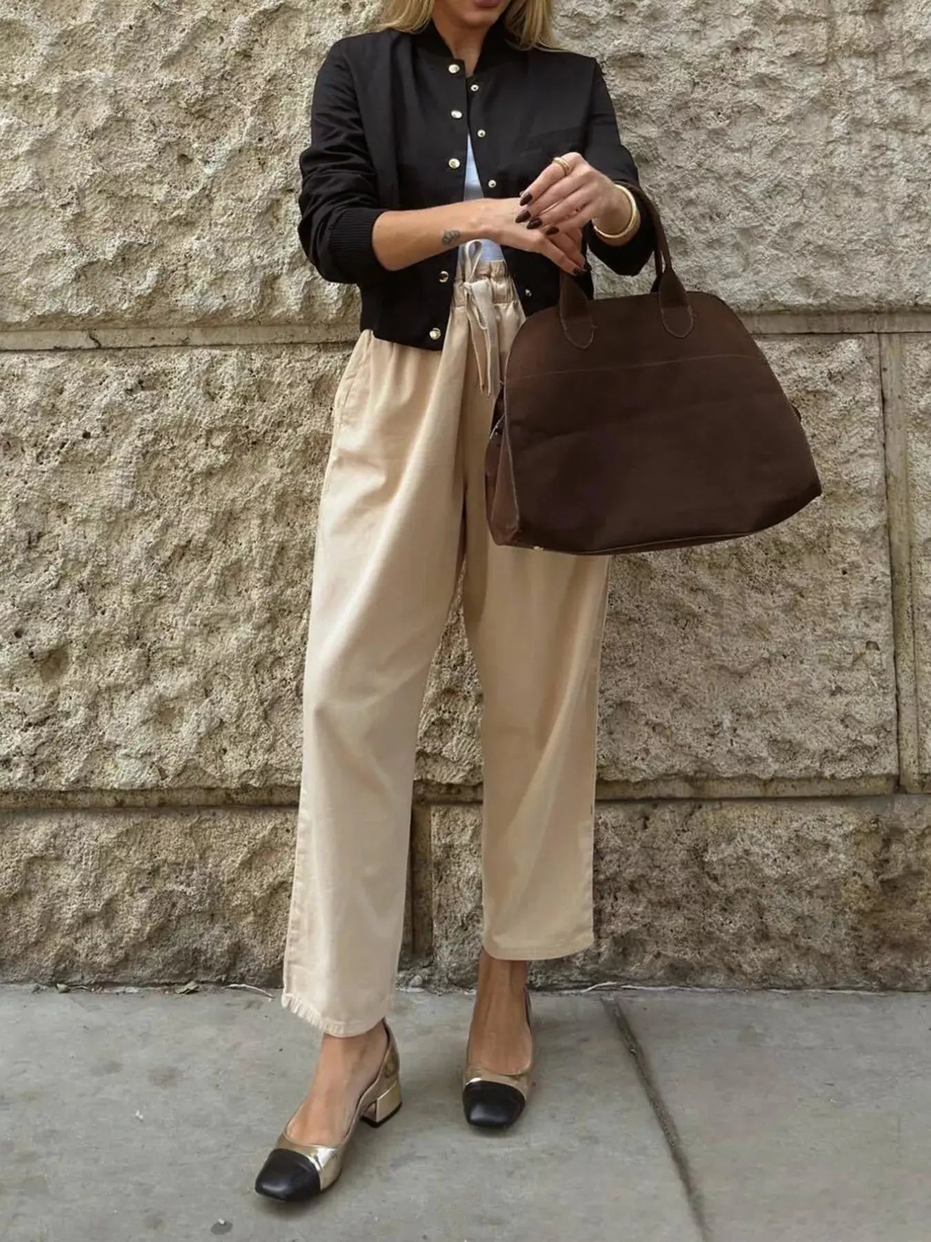 Snap Down Cropped Bomber Jacket Simply Love