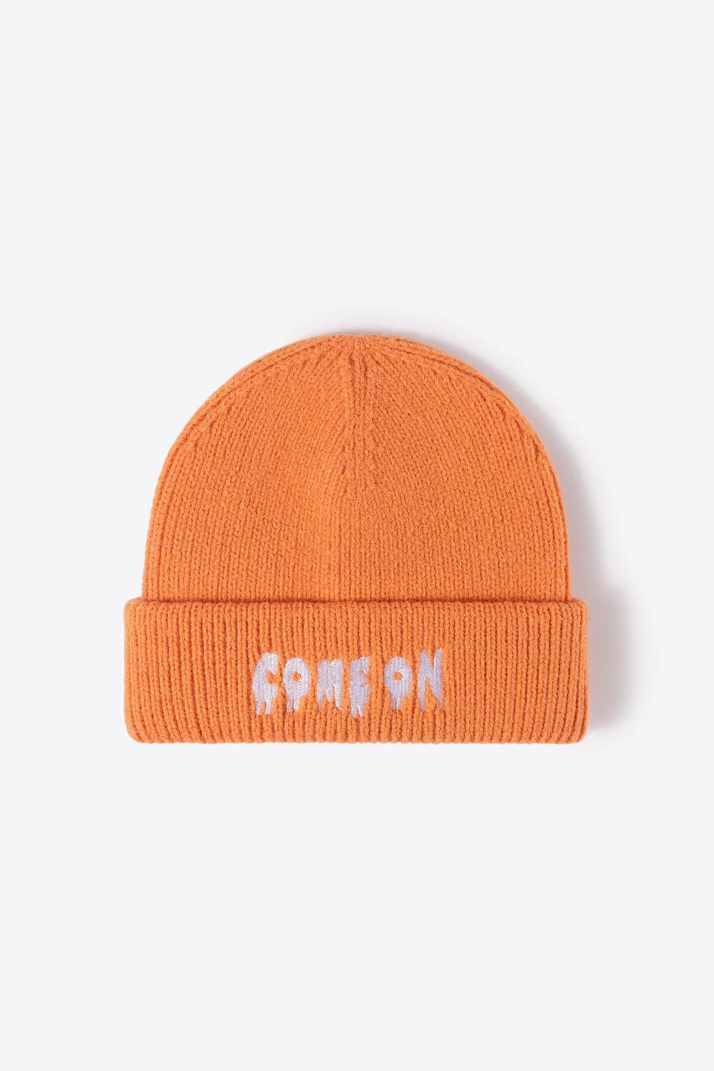 COME ON Embroidered Cuff Knit Beanie.