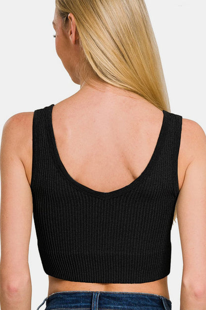 Zenana Ribbed Seamless Tank with Pads.