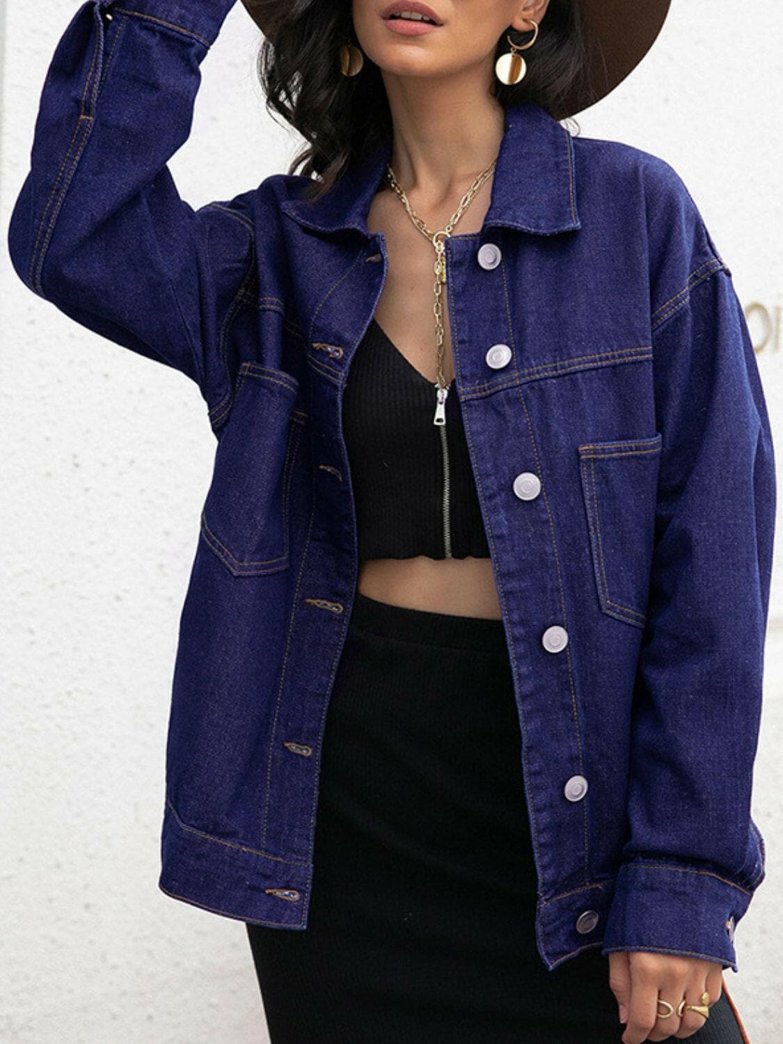 Buttoned Denim Jacket.