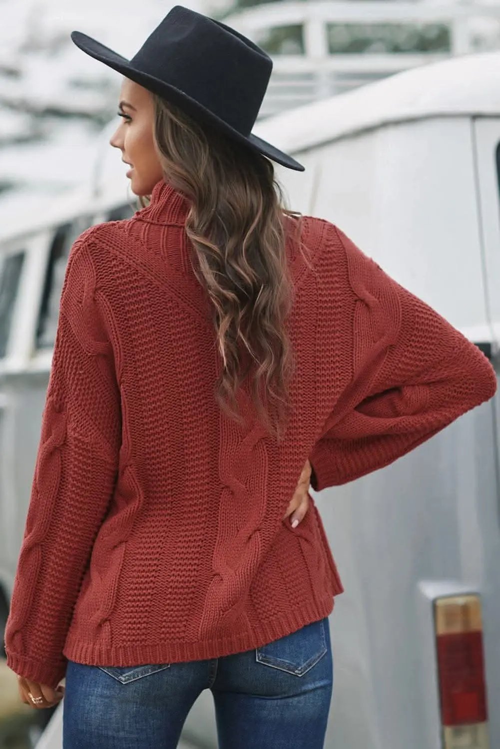 Cozy cable-knit turtleneck sweater - Love Salve 