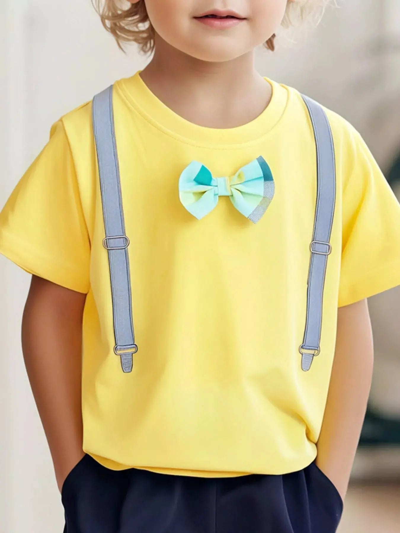 Children's Bow Embroidered Round Neck T-Shirt Simply Love