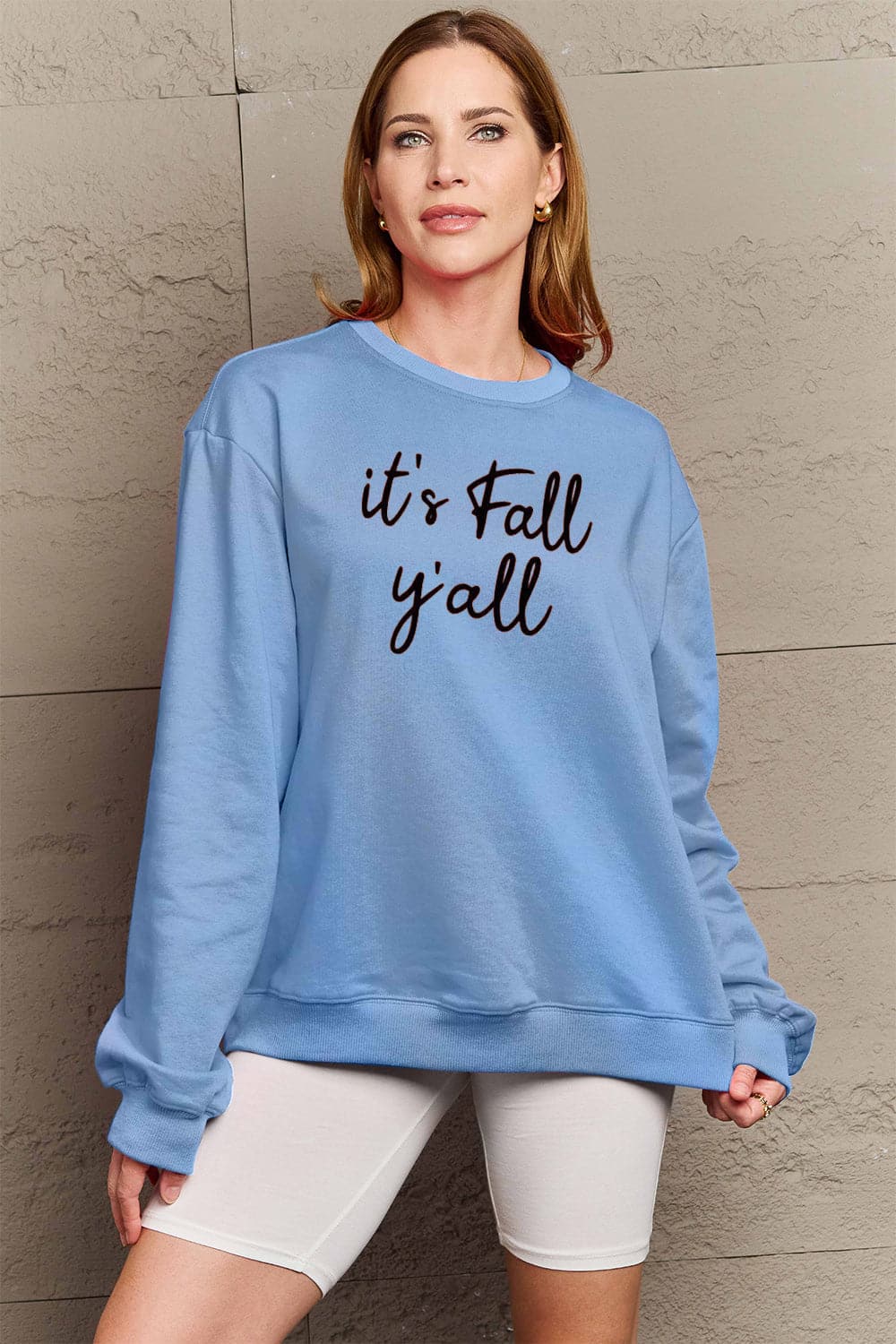 Simply Love Full Size IT'S FALL Y'ALL Graphic Sweatshirt.