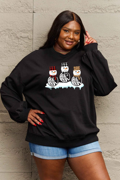 Simply Love Full Size Snowmen Graphic Sweatshirt.