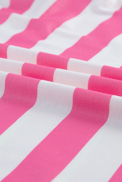 Chic pink striped drop sleeve tee with patch pocket detail