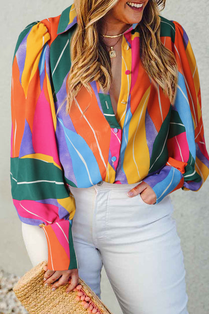 Multicolor Flora Print Plus Size Shirt