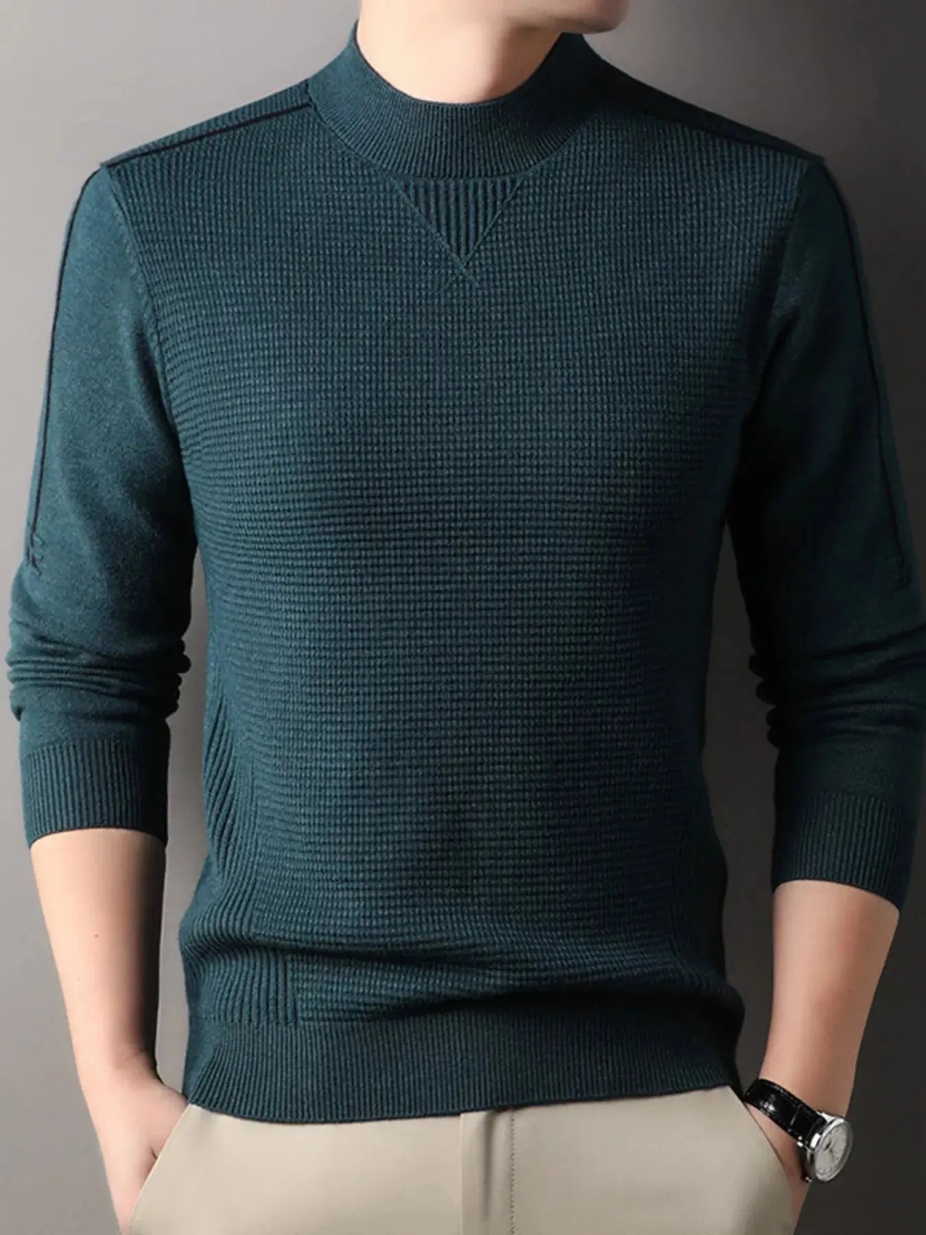 Men's Plus Size Texture Mock Neck Sweater Simply Love