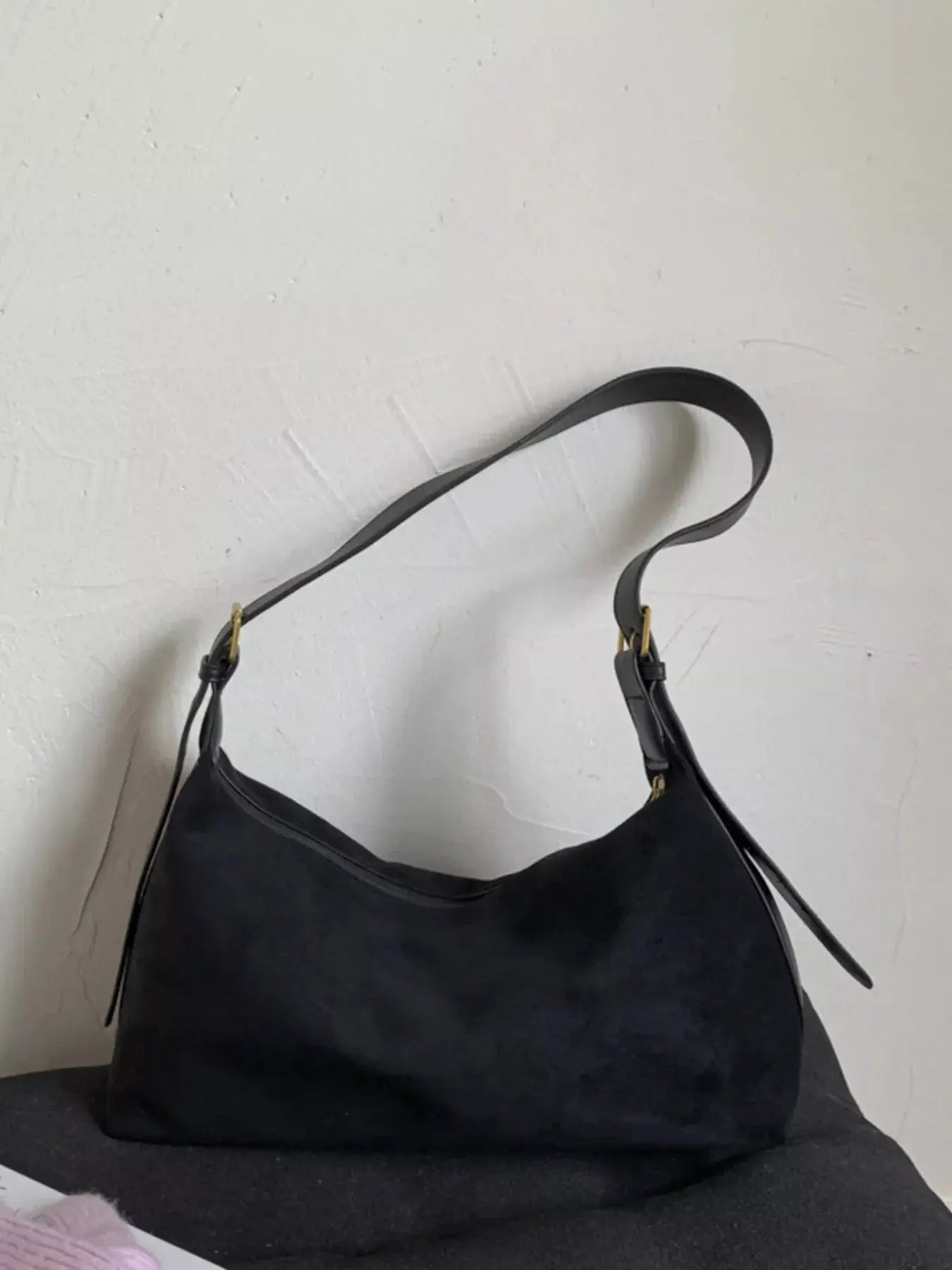 Solid Color Suede Hobo Crossbody Bag Simply Love