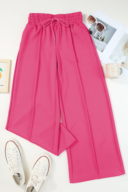 Chic rose red wide leg sweatpants