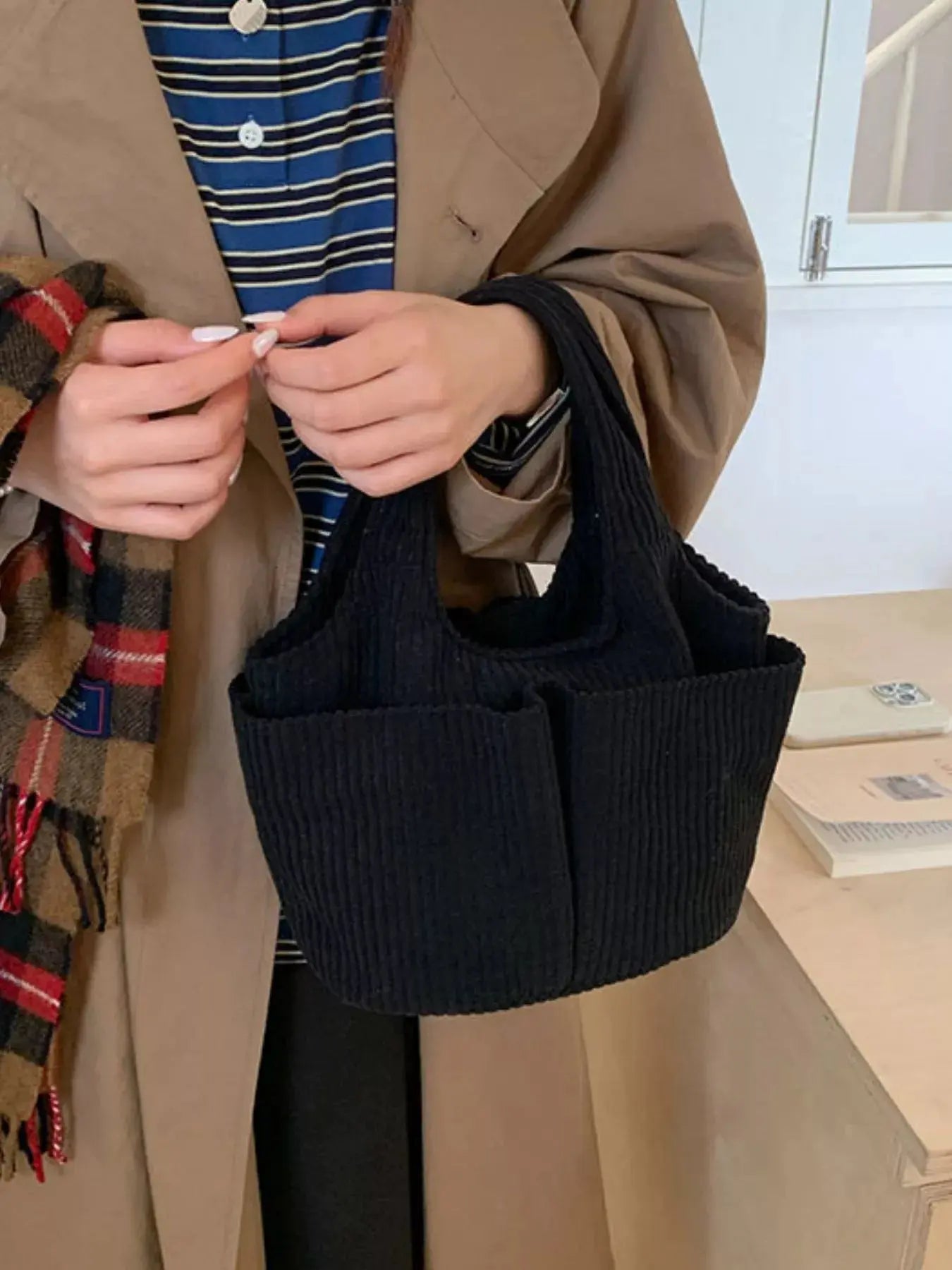 Corduroy Solid Color Handbag Simply Love