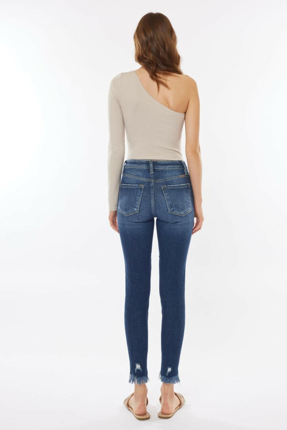 Kancan Raw Hem High Waist Cropped Jeans.