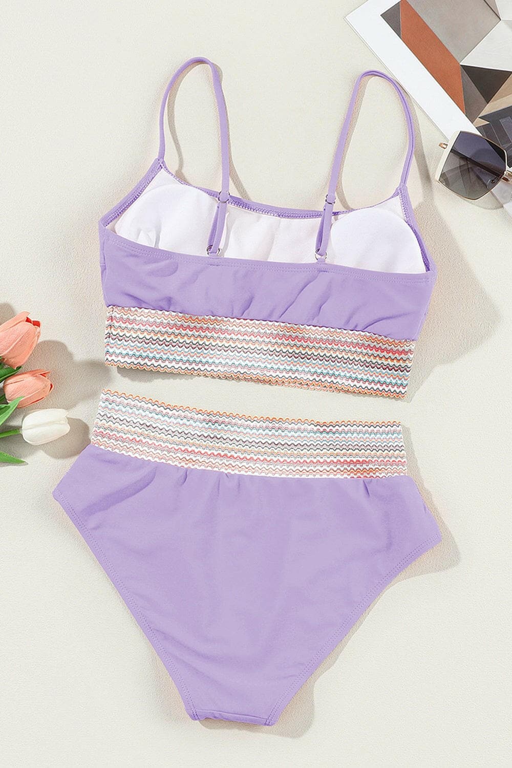 Scoop Neck Spaghetti Strap Bikini Set.